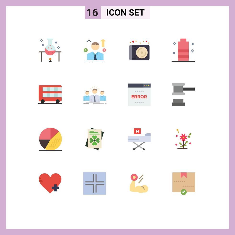 Pictogram Set of 16 Simple Flat Colors of mobile battery charging employee battery music Editable Pack of Creative Vector Design Elements