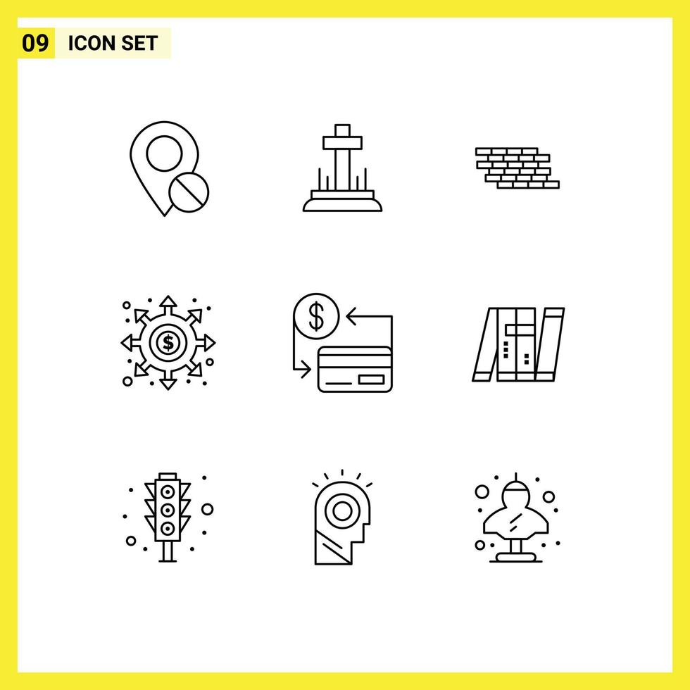 Universal Icon Symbols Group of 9 Modern Outlines of portal black hole easter black brick Editable Vector Design Elements