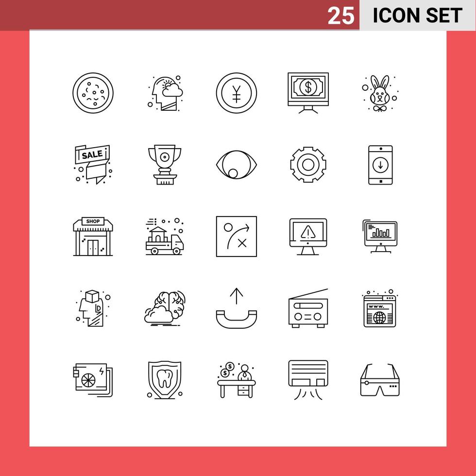 Pictogram Set of 25 Simple Lines of animal money currency finance bank Editable Vector Design Elements