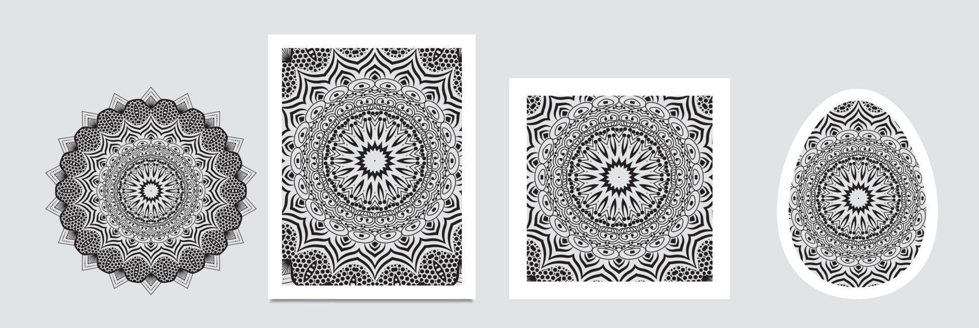 Indian floral paisley medallion banners. Ethnic Mandala ornament. Vector Henna tattoo style. Can be used for textile, greeting card, coloring book