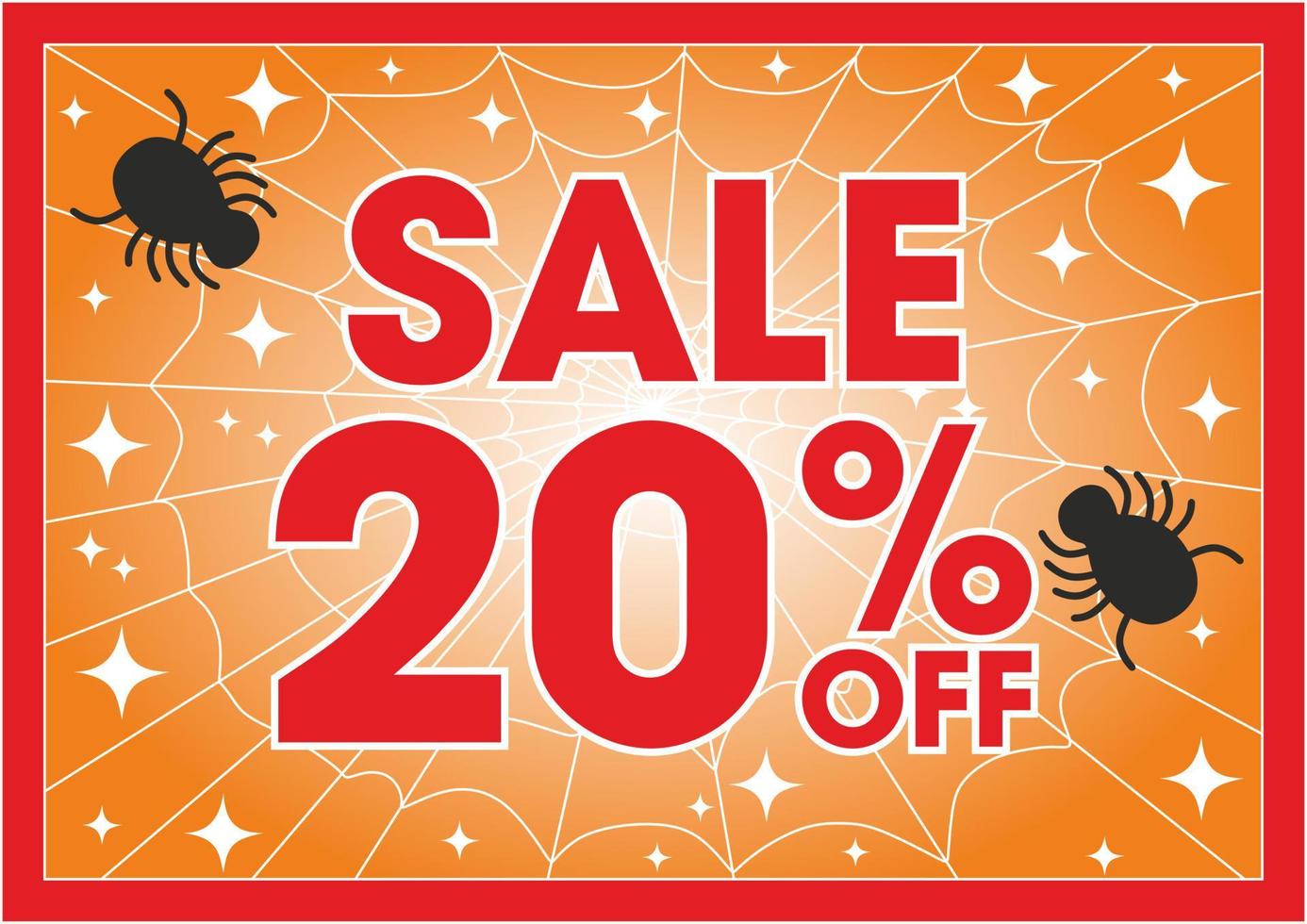 Halloween special 20 off sale banner promotion flyer marketing label vector. Spiders and spiderweb. vector