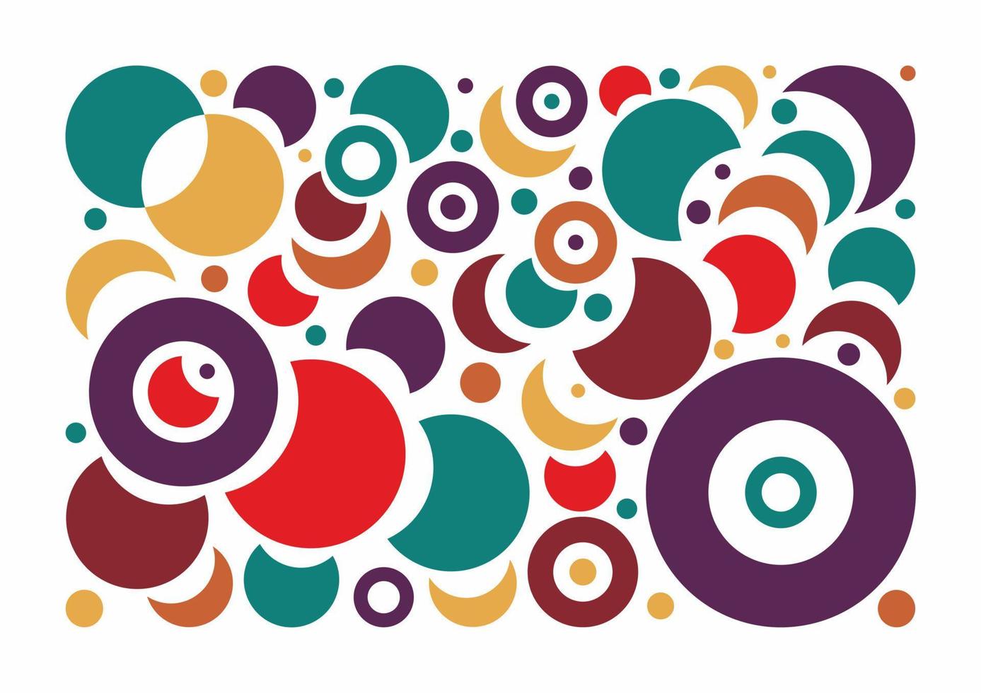 Abstract pattern with stylized circles, geometric shapes, moons. Abstraction isolated on white background. Card, banner, cover. Modern art. vector