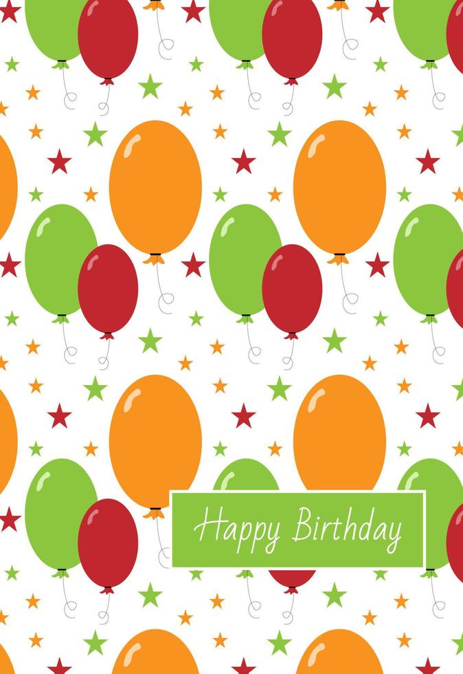 Happy Birthday card. Flying balloons and falling confetti. White background. vector