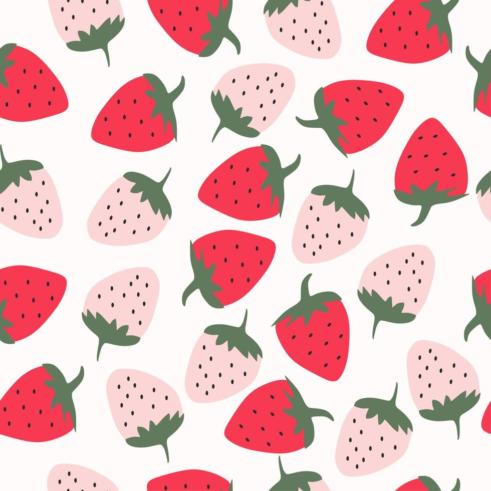 Strawberries seamless cute pattern design. Red and pink colors. vector
