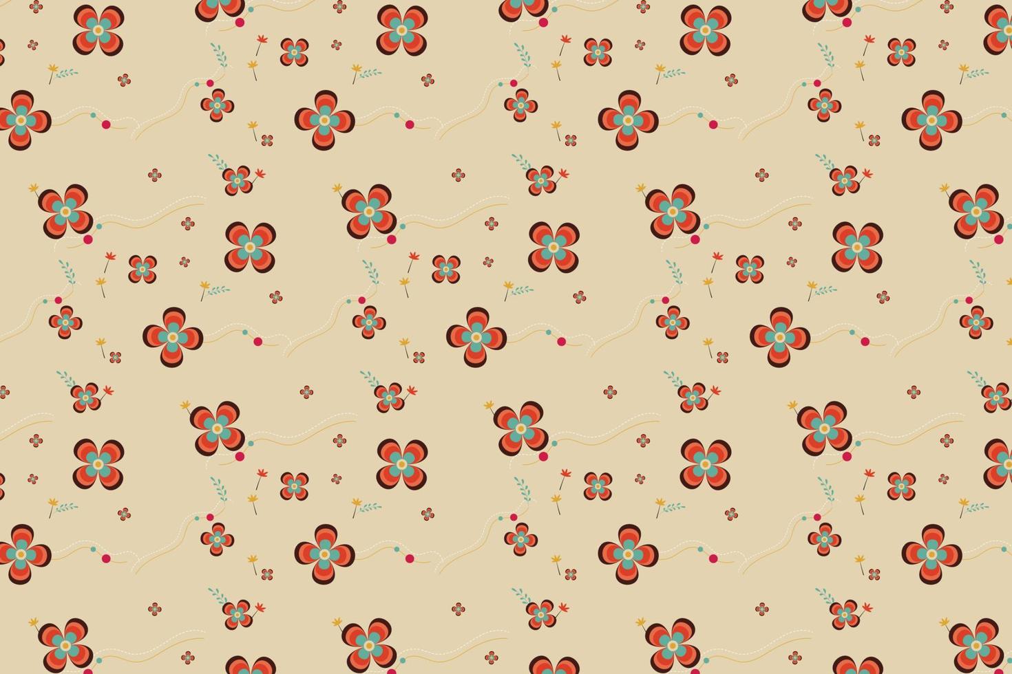 Pattern with floral geometric elements in retro tones, abstract background for design vector