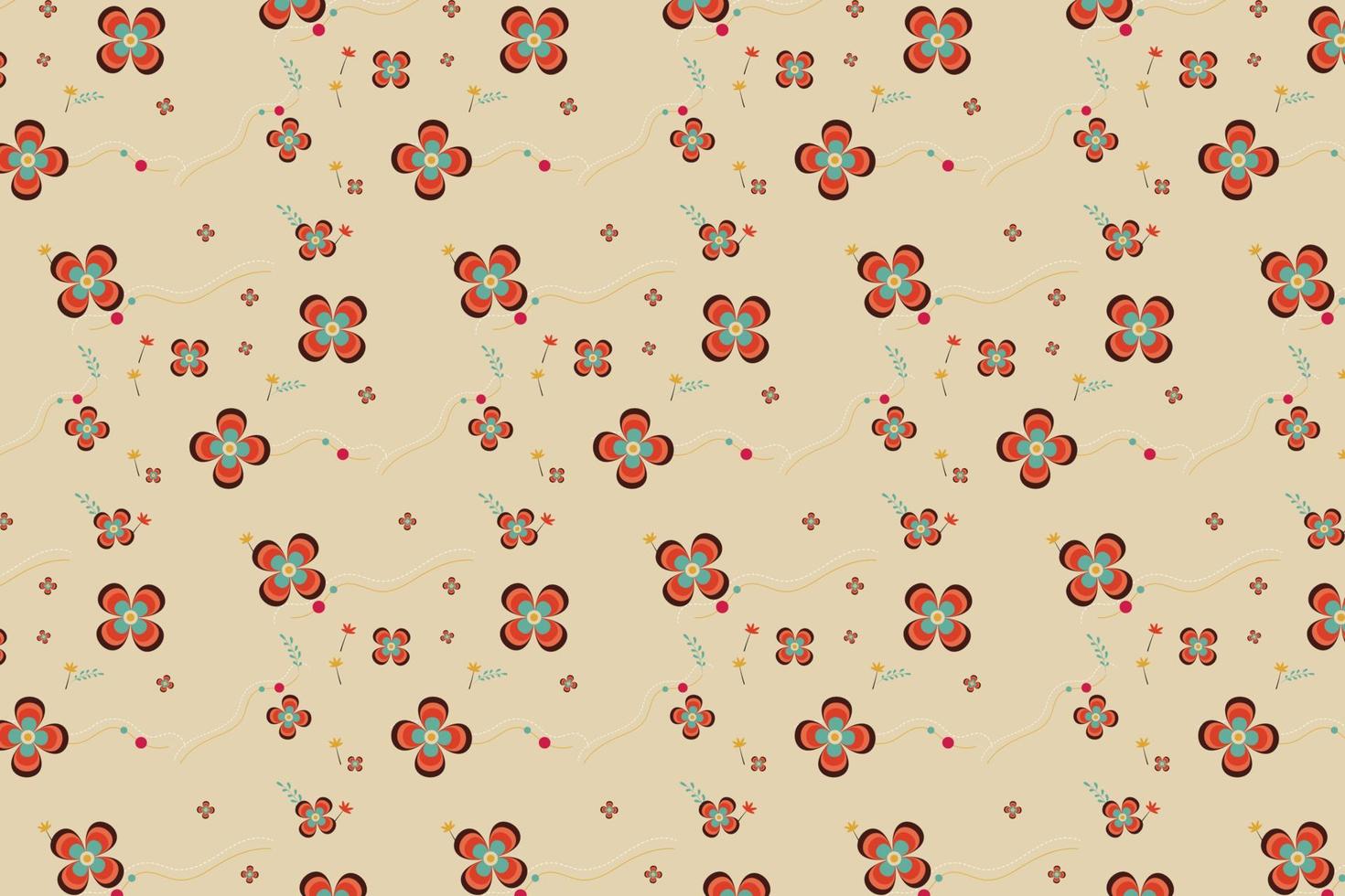 Pattern with floral geometric elements in retro tones, abstract background for design vector