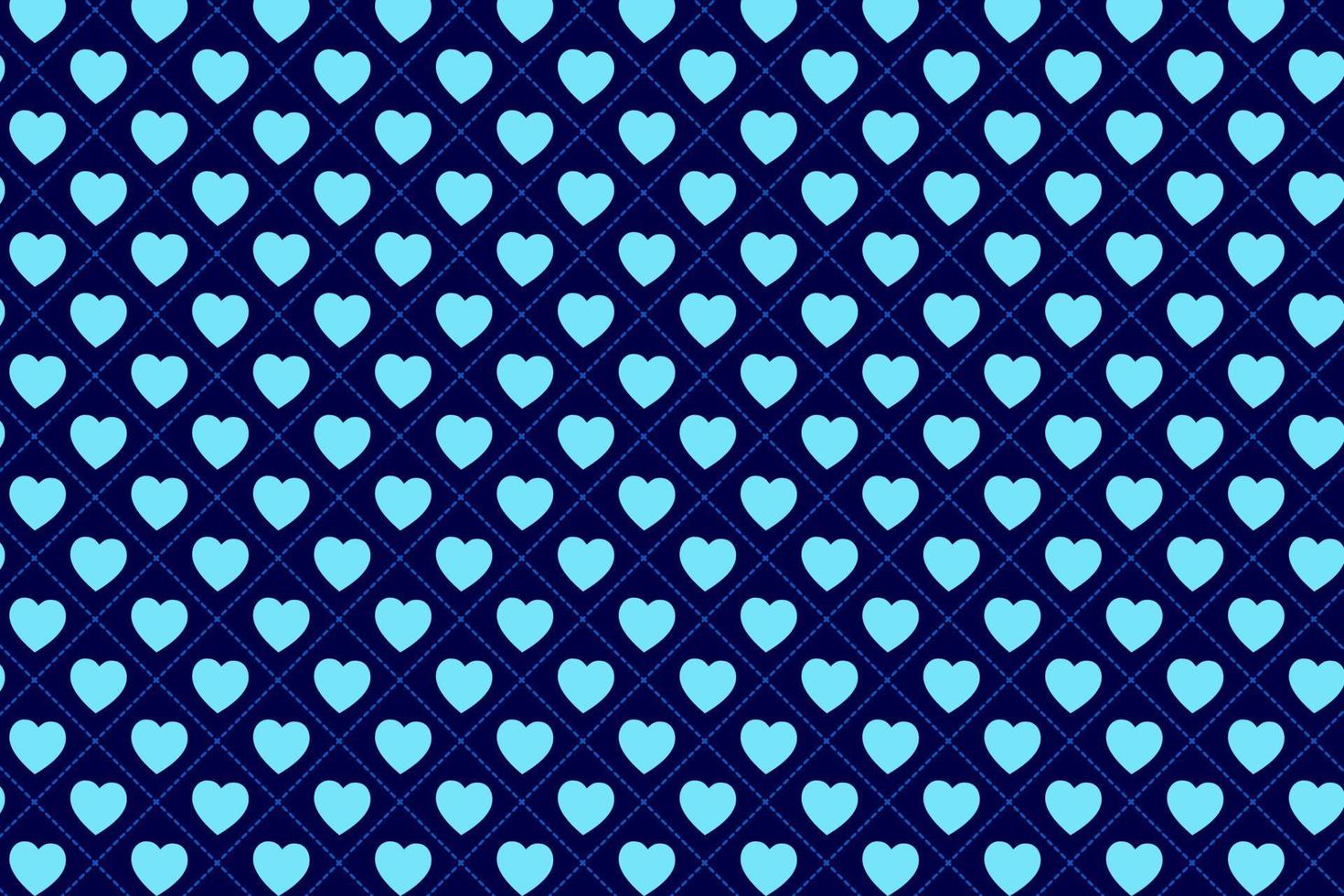 Pattern with heart shaped geometric elements in blue tones. Abstract Background vector