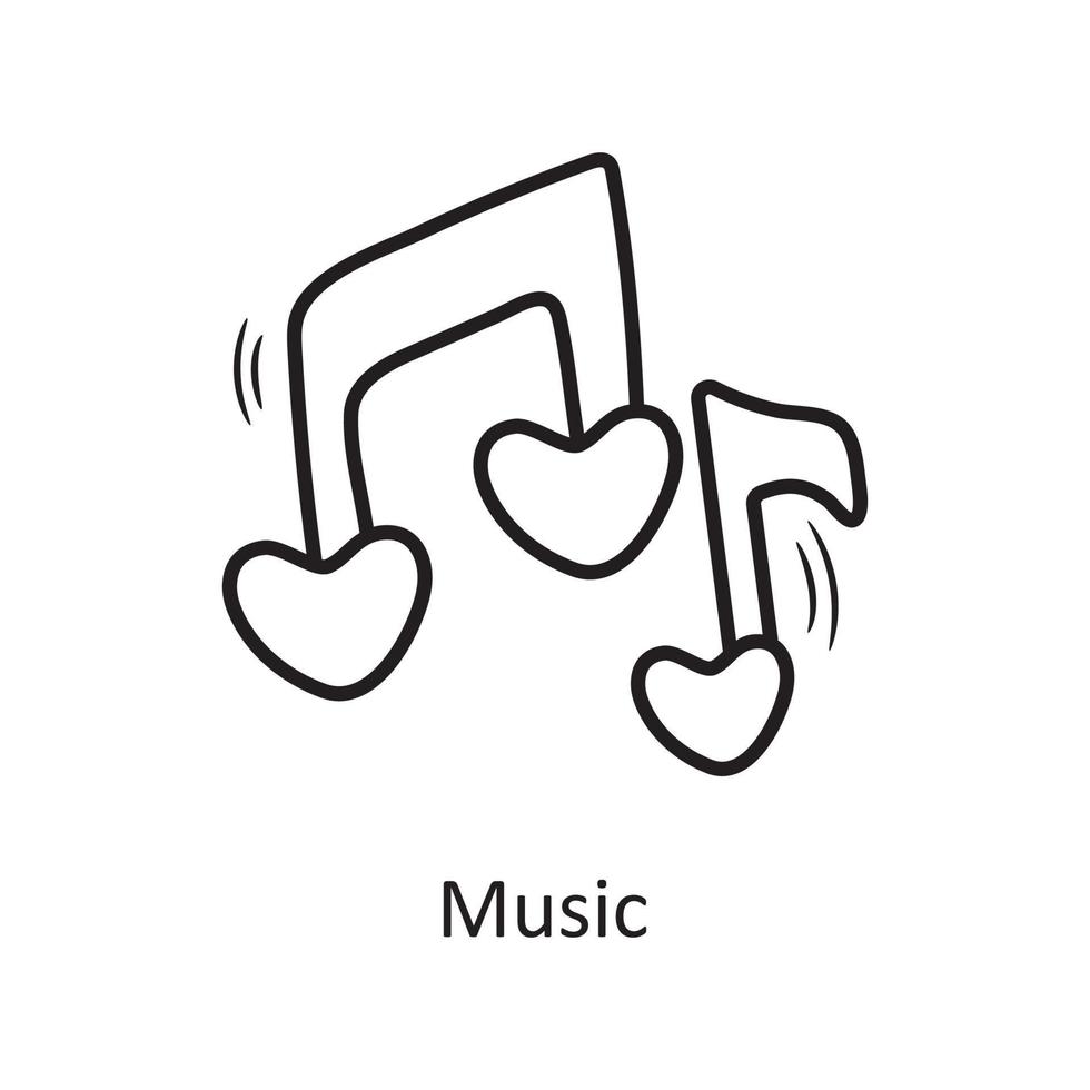 música vector contorno mano dibujar icono diseño ilustración. símbolo de San Valentín en el archivo eps 10 de fondo blanco