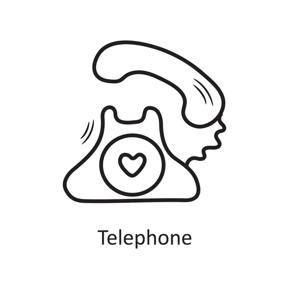 teléfono vector contorno mano dibujar icono diseño ilustración. símbolo de San Valentín en el archivo eps 10 de fondo blanco