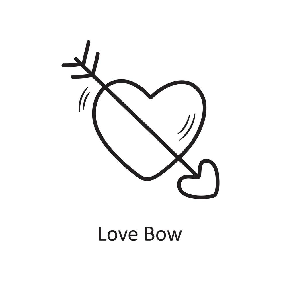 Love Bow vector outline hand draw Icon design illustration. Valentine Symbol on White background EPS 10 File