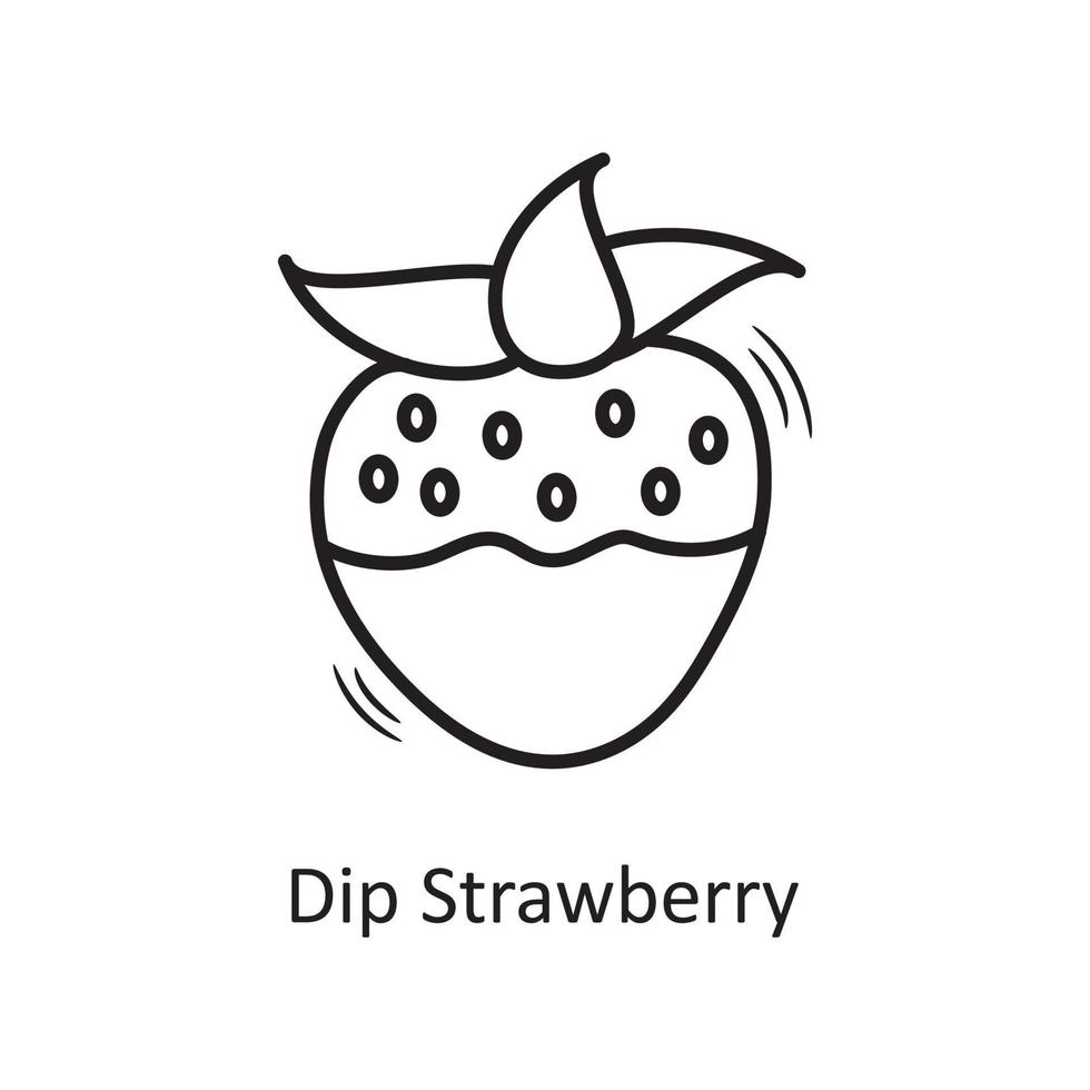 Dip Strawberry  vector outline hand draw Icon design illustration. Valentine Symbol on White background EPS 10 File