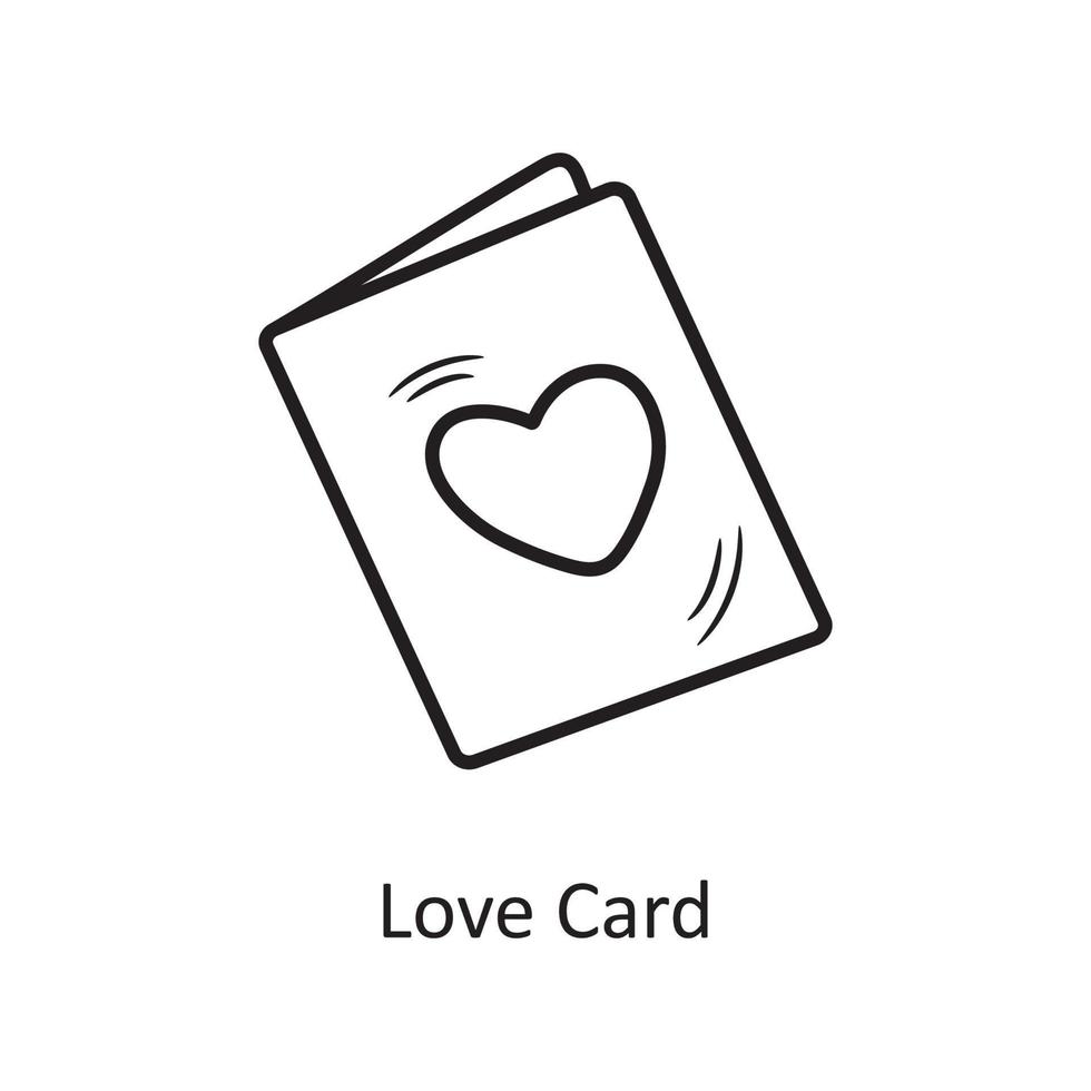 Love Card vector outline hand draw Icon design illustration. Valentine Symbol on White background EPS 10 File