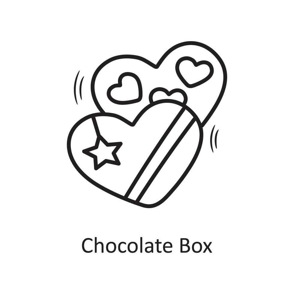 Chocolate Box vector outline hand draw Icon design illustration. Valentine Symbol on White background EPS 10 File