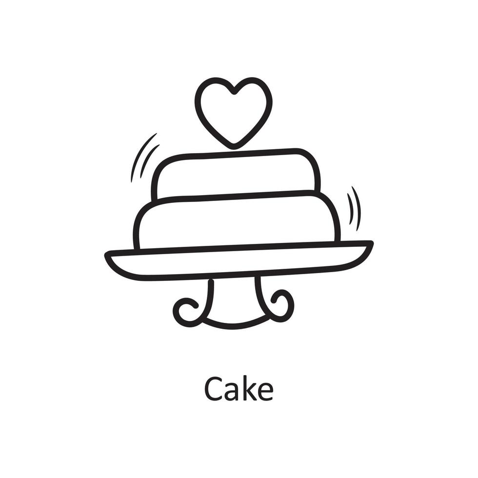 Cake vector outline hand draw Icon design illustration. Valentine Symbol on White background EPS 10 File