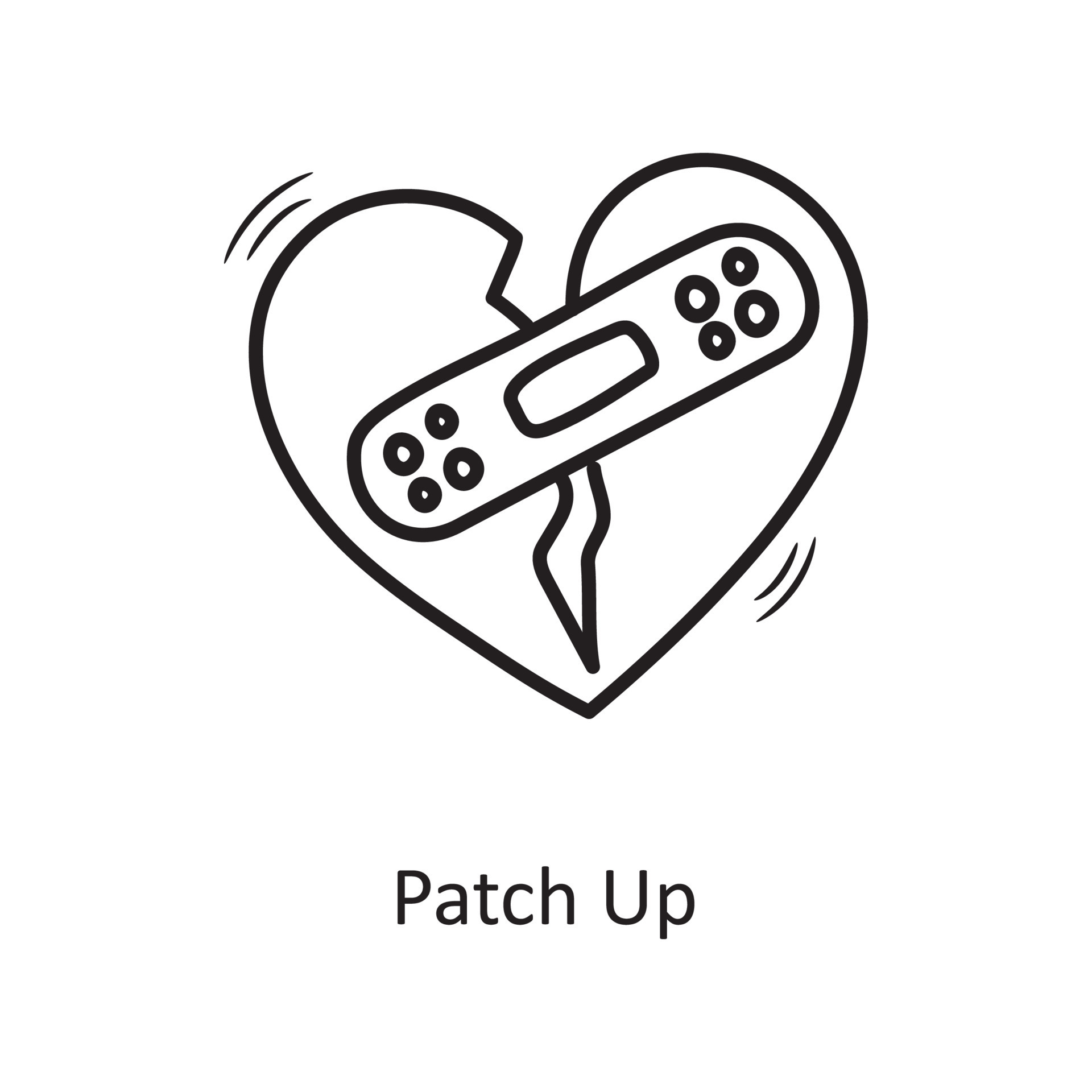 Patch up vector outline hand draw Icon design illustration. Valentine