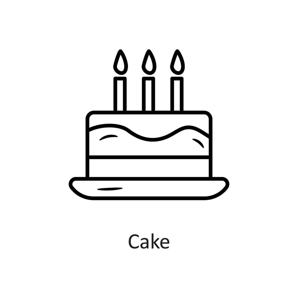 Cake vector outline Icon Design illustration. Holiday Symbol on White background EPS 10 File