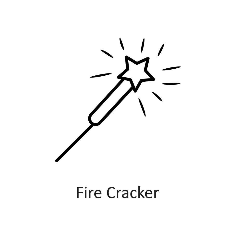 Fire Cracker vector outline Icon Design illustration. Holiday Symbol on White background EPS 10 File