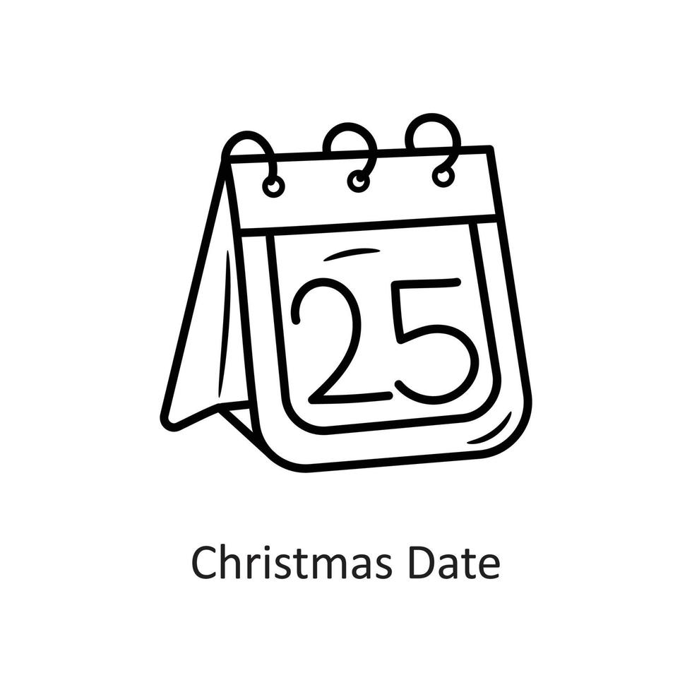Ilustración de diseño de icono de contorno de vector de fecha de Navidad. símbolo de vacaciones en el archivo eps 10 de fondo blanco