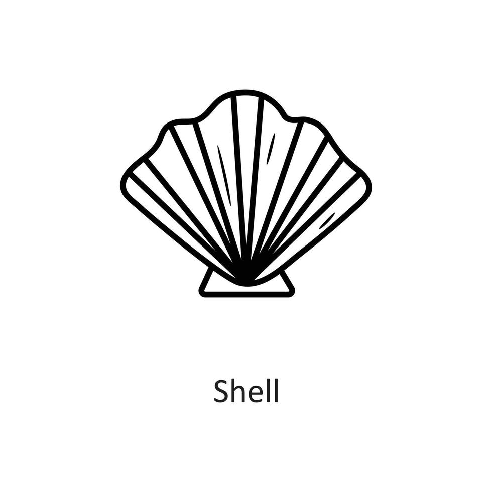 Ilustración de diseño de icono de contorno de vector de shell. símbolo de vacaciones en el archivo eps 10 de fondo blanco