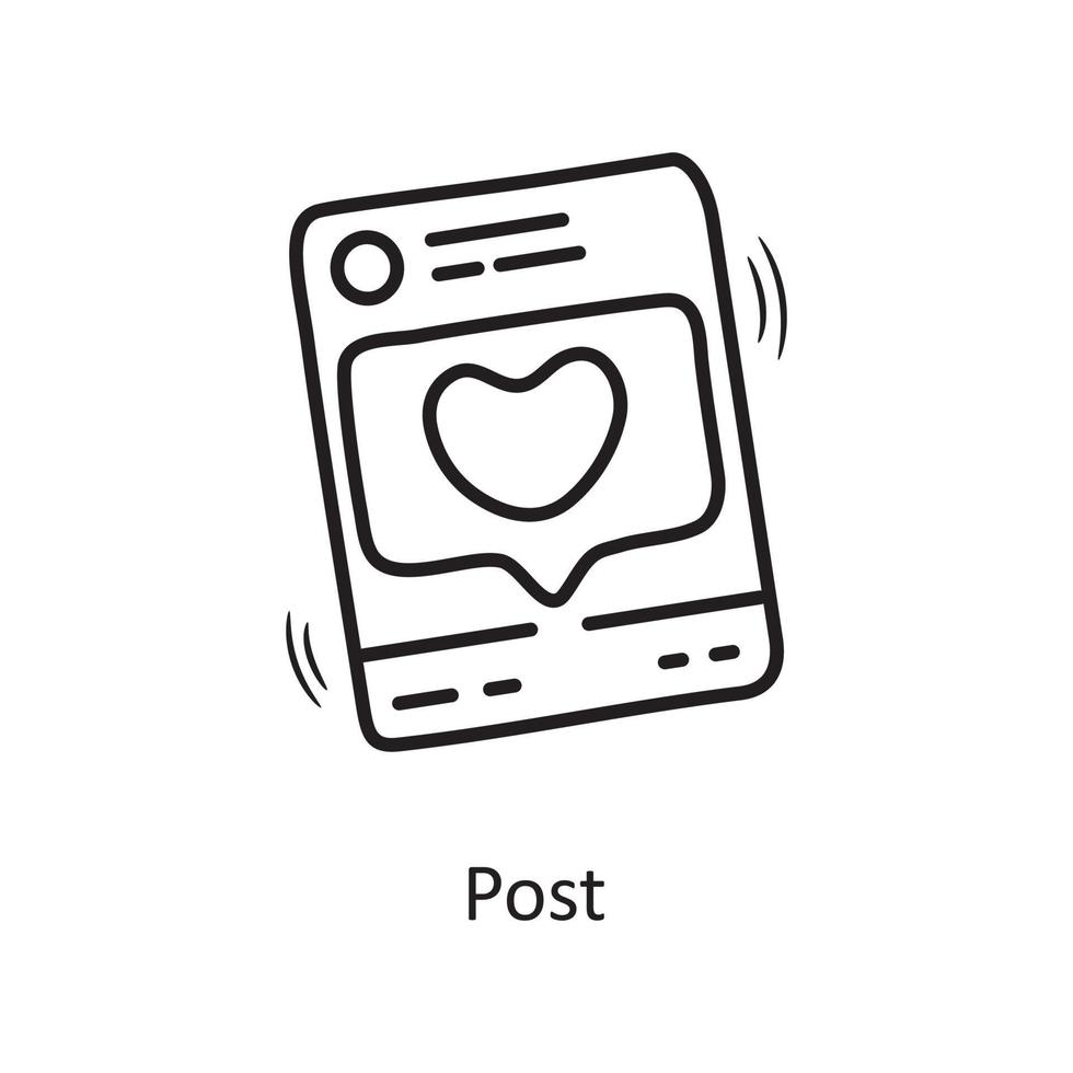 Post vector outline hand draw Icon design illustration. Valentine Symbol on White background EPS 10 File