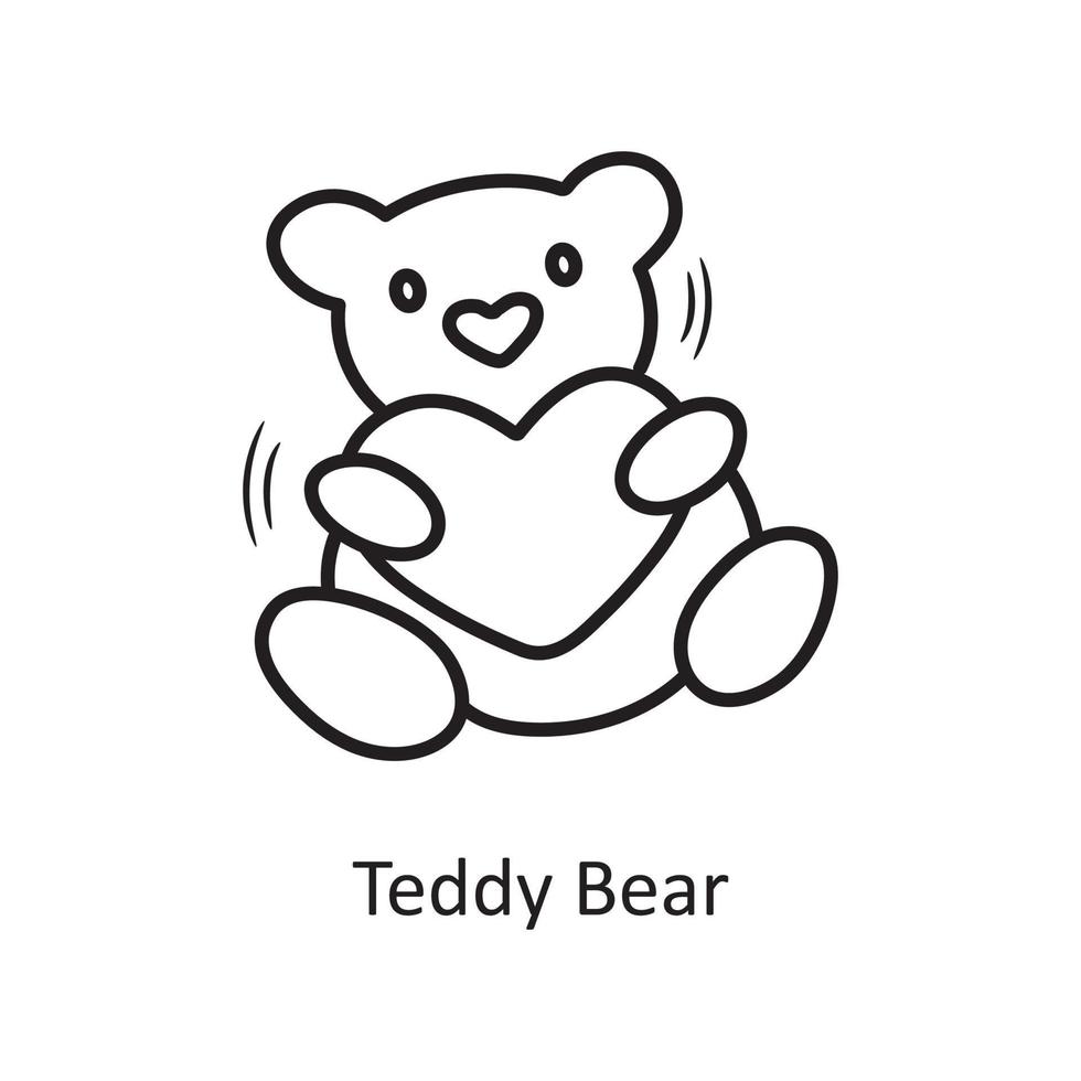 ilustración de diseño de icono de dibujo de mano de contorno de vector de oso de peluche. símbolo de San Valentín en el archivo eps 10 de fondo blanco