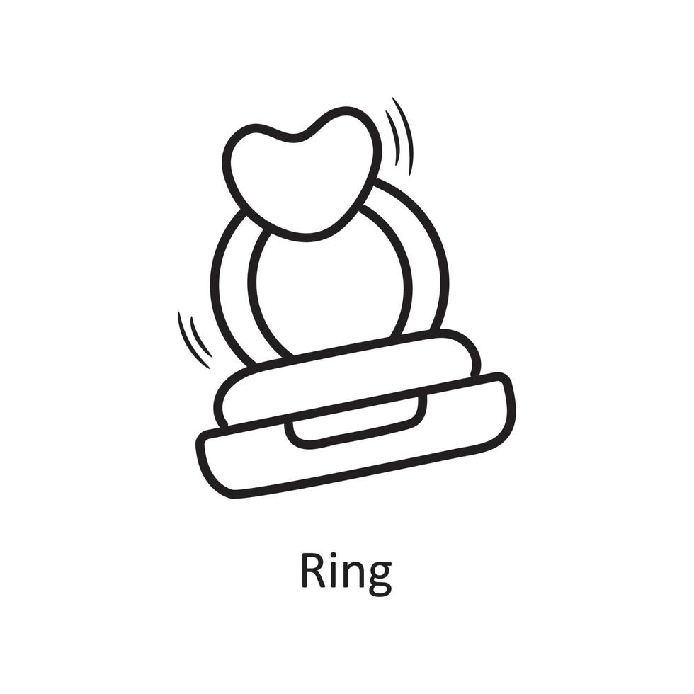 anillo vector contorno mano dibujar icono diseño ilustración. símbolo de San Valentín en el archivo eps 10 de fondo blanco