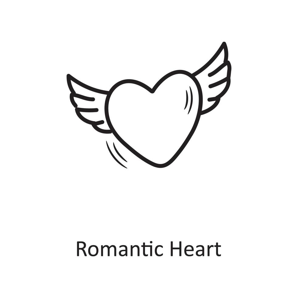 Romantic Heart vector outline hand draw Icon design illustration. Valentine Symbol on White background EPS 10 File