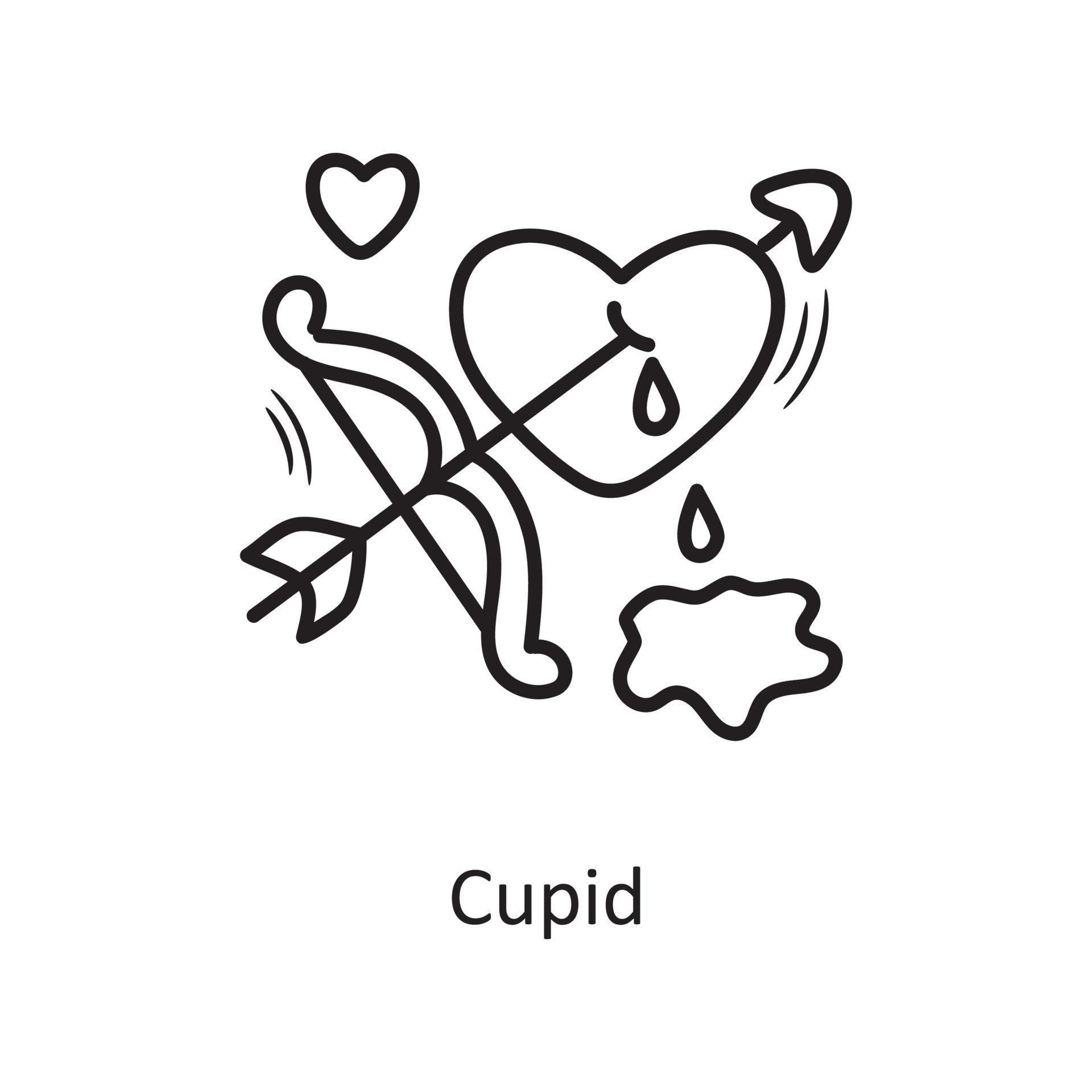 Cupid Vector Outline Hand Draw Icon Design Illustration Valentine