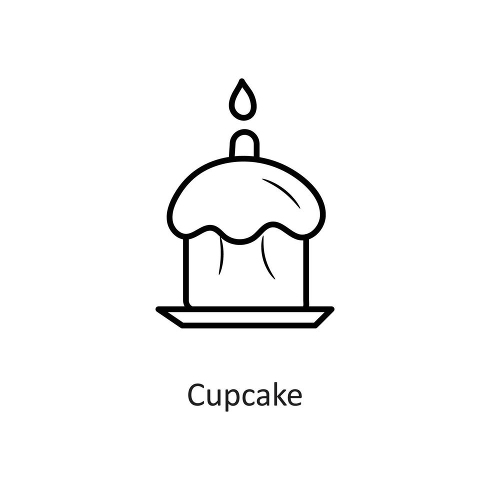 Cupcake  vector outline Icon Design illustration. Holiday Symbol on White background EPS 10 File
