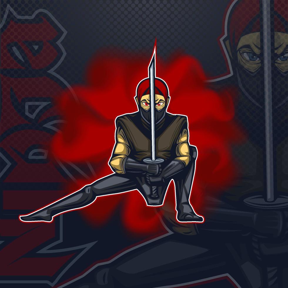 logo talisman ninja en posición de combate equipo de esport. vector