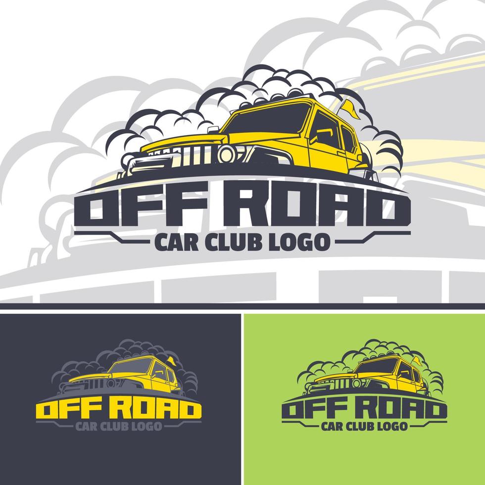 Off-road car logo template in three versions. Two colors artwork. vector