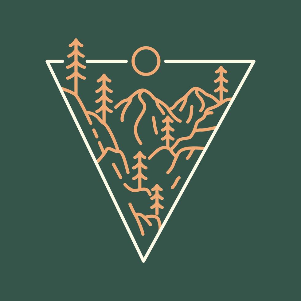 Take a Hike to The Mountain Nature Illustration Monoline Illustration for Apparel vector