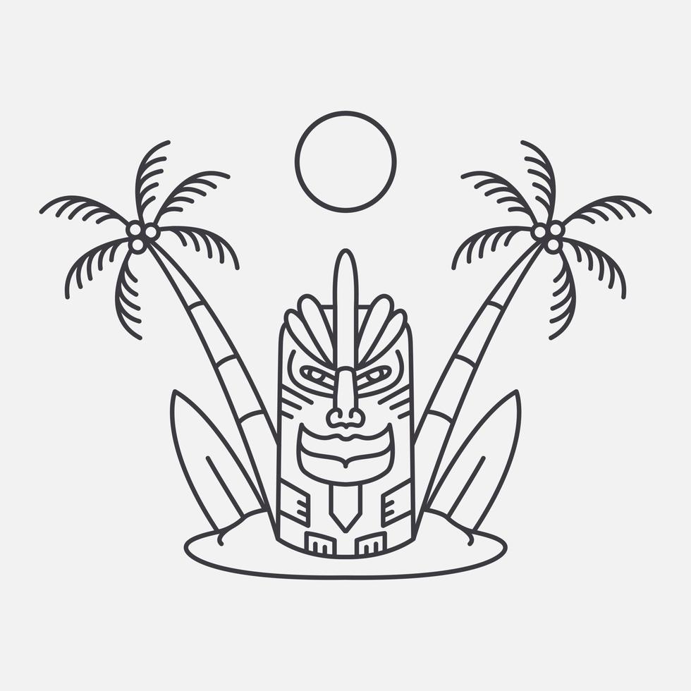 Tiki Island Summer Holiday Monoline Illustration for Apparel 17632754