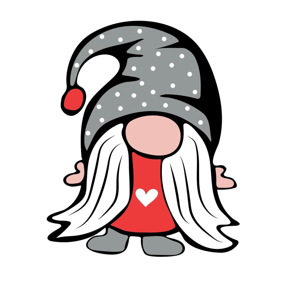 Cute gnome-girl in hat with polka dots vector