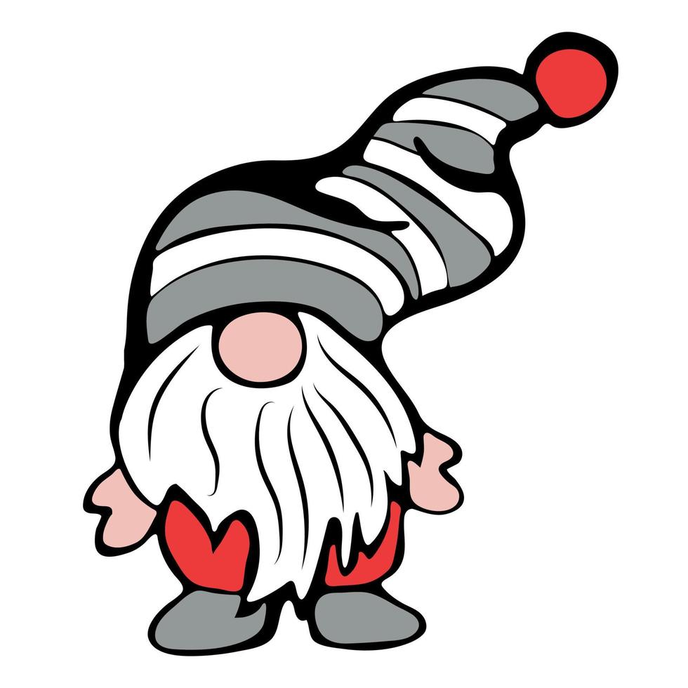 Cute gnome in striped hat vector