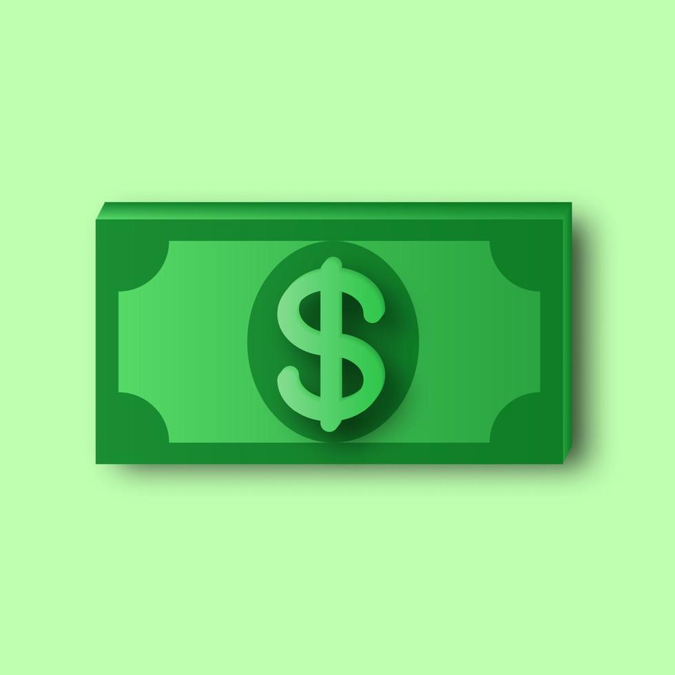 Money dollar cash 3d Icon vector