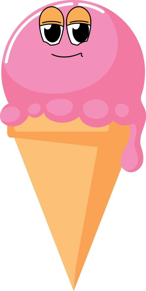Ice cream in a glass with eyes. vector
