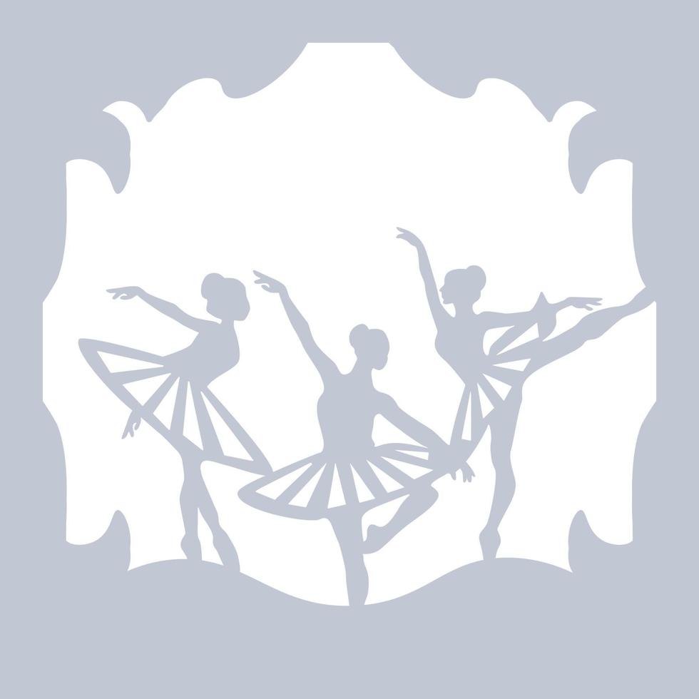 Silhouette of ballerinas who are dancing. vector