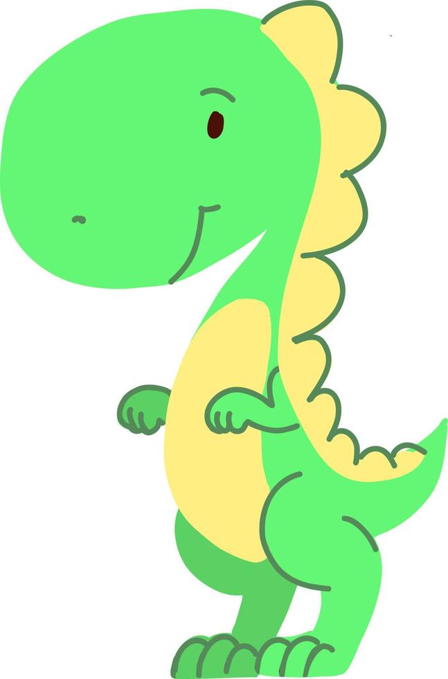 Dinosaur green color cartoon illustration. vector