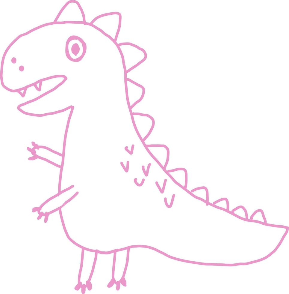 Dinosaur drawing cartoon illustration. vector
