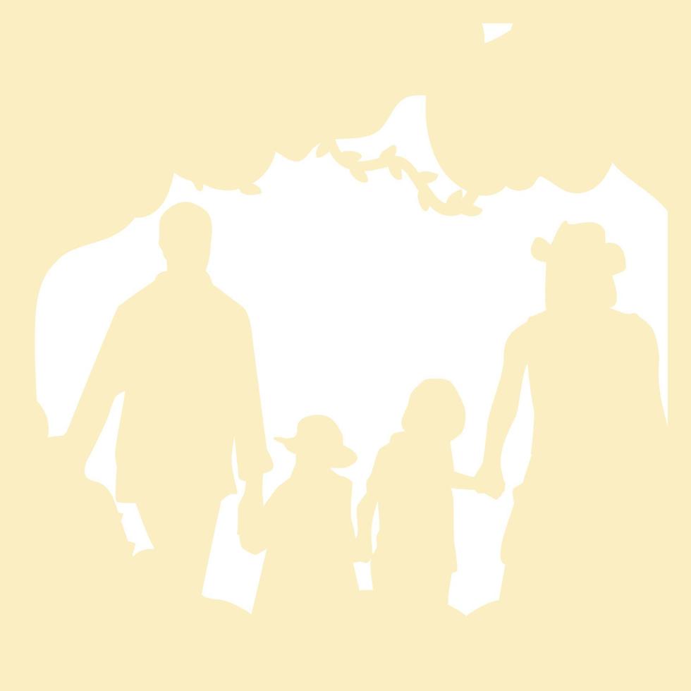 silueta de personas familiares en un marco. vector