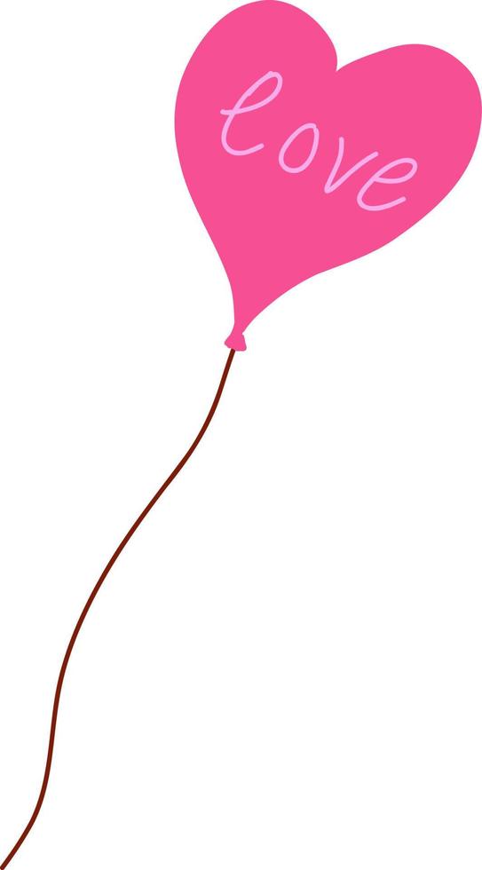 Illustration of a balloon in the shape of a heart with the inscription love. vector