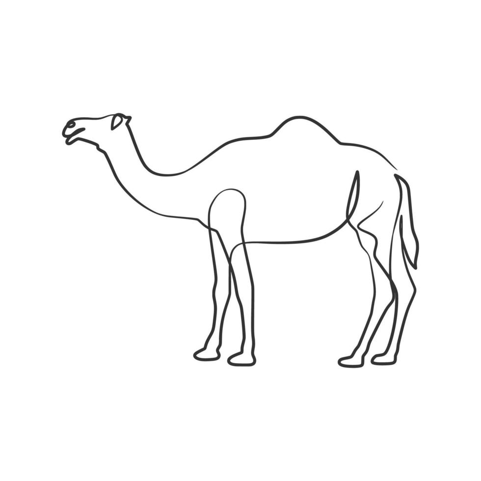 Camel continuous one line art drawing vector