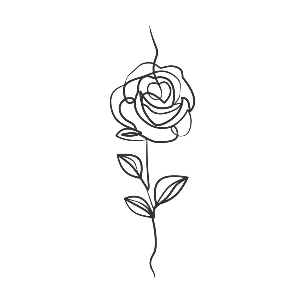 Rose flower in continuous line art drawing style vector