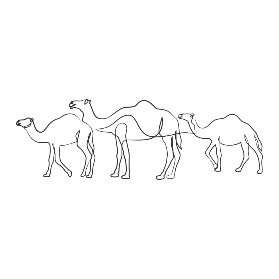 Camel continuous one line art drawing vector