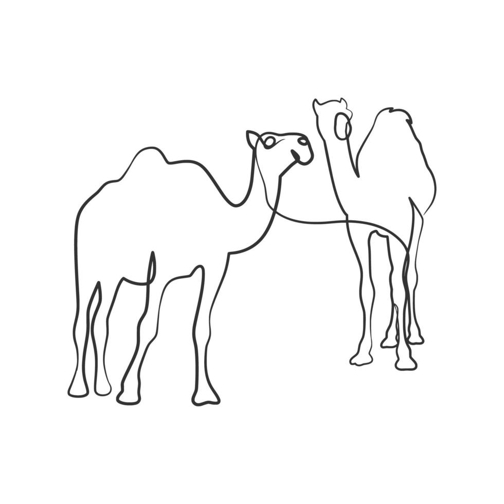 Camel continuous one line art drawing vector