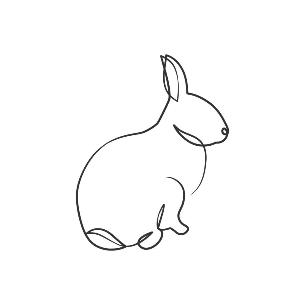 Rabbit continuous one line art drawing vector