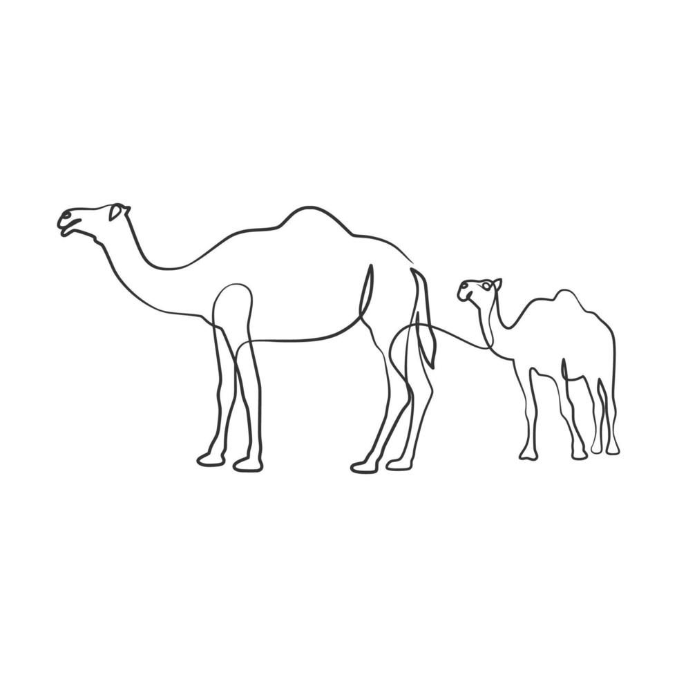 Camel continuous one line art drawing vector