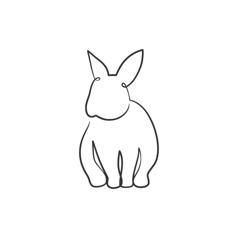 Rabbit continuous one line art drawing vector