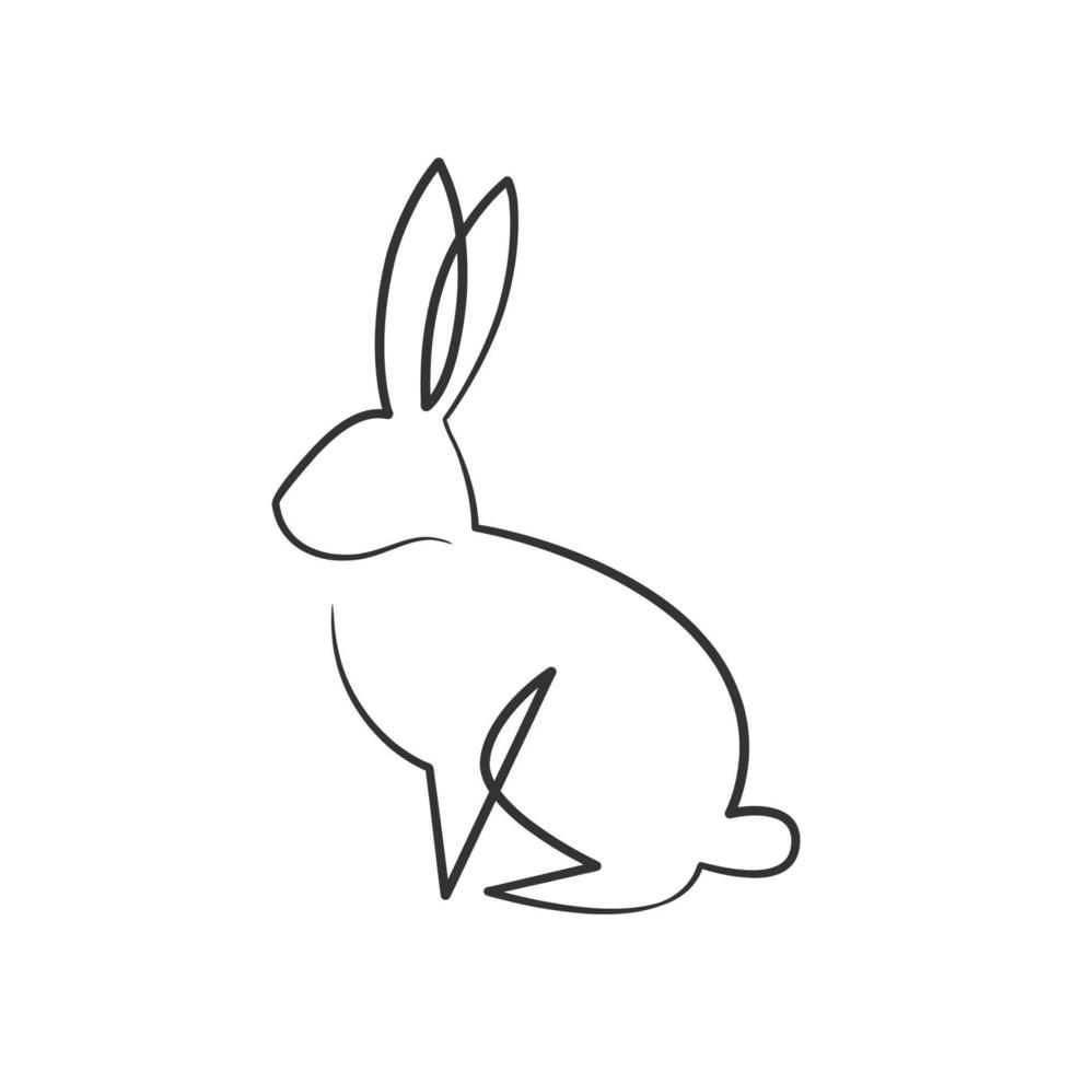 Rabbit continuous one line art drawing vector